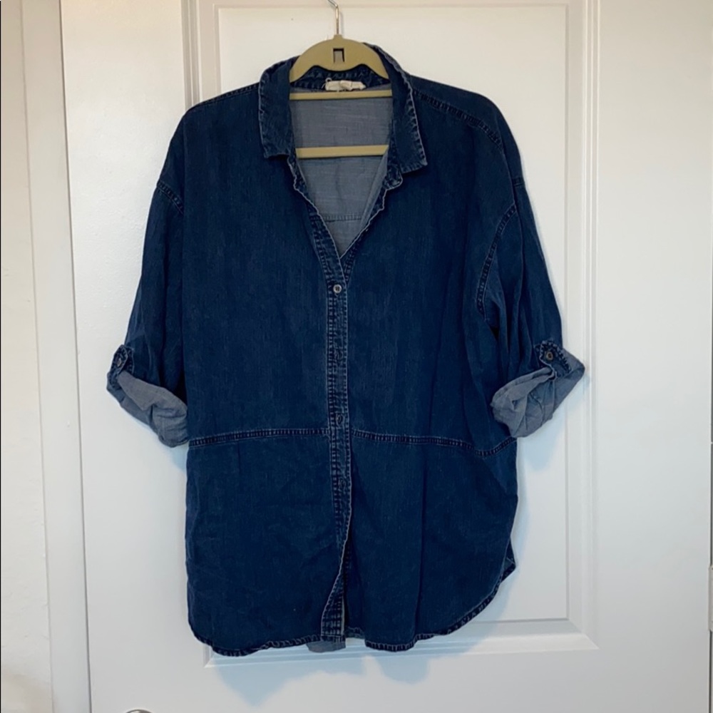 Boxy short sleeve denim top